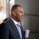 House Democratic Caucus Chair Hakeem Jeffries, D-N.Y., arrives to meet with his fellow Democrats, at the Capitol in Washington, Thursday, Nov. 17, 2022. The day after Speaker Nancy Pelosi announced she would step aside, Jeffries announced his own history-making bid Friday to become the first Black American to helm a major U.S. political party in Congress as leader of the House Democrats.